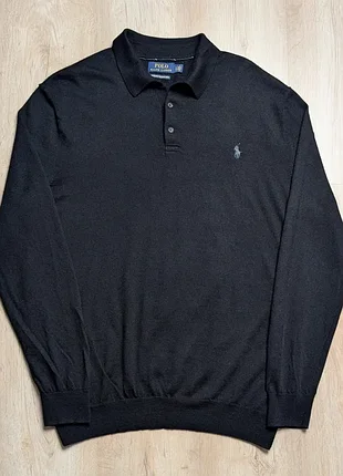 Свитер поло polo ralph lauren мериносовая шерсть черный l