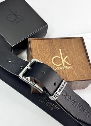 Чоловічий шкіряний брендовий ремінь calvin klein, чорний ремінь келвін кляйн, шкіряний чоловічий ремінь calvin klein, подарунок