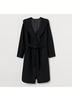 Пальто жіноче h&m осіннє з капюшоном, чорне, 4xl