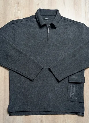 Кофта поло на блискавці karl lagerfeld сіра xl-xxl 54-56