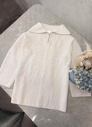 Напівзіпка светр h&m світло бежева