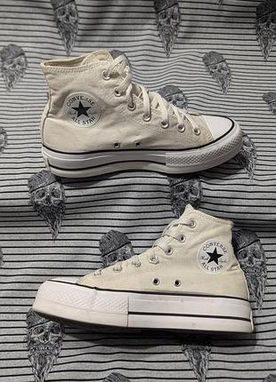 Женские высокие кеды converse chuck taylor all star lift platform, молочные, 39 размер, 24,5 см