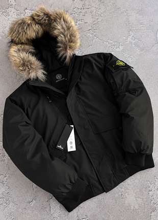 Куртка бомбер stone island  чорна зима