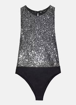 Боди zara с пайетками хs