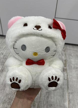Мягкая игрушка hello kitty (хеллоу китти) в костюме белого полярного медведя «sanrio fluffy polar bear», 20см