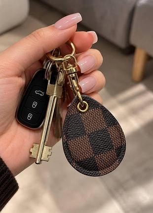 Брелок-чехол для ключа домофона с карабином, коричневый в клетку, 5,6×4,7 см