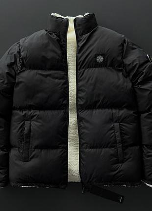 Двусторонняя куртка stone island черно-белая