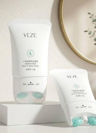 Крем для лица и шеи с массажными роликами veze hexapeptide beauty neck cream, 110 г.