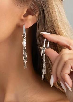 Серьги с подвесками и цепочками 4