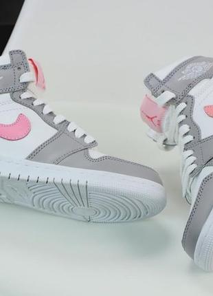 Кеды теплые женские на меху найк nike jordan, хайтопы, кроссовки высокие