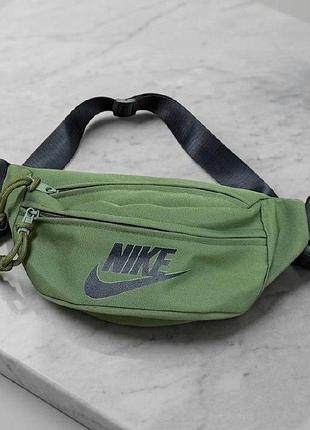 Сумка-бананка nike хаки (зеленая) мужская | поясная сумка найк через плечо спортивная
