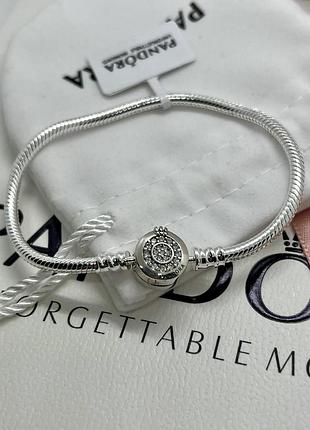 Серебряный браслет pandora "сияющая корона о" с мешочком подарок для женщины 17