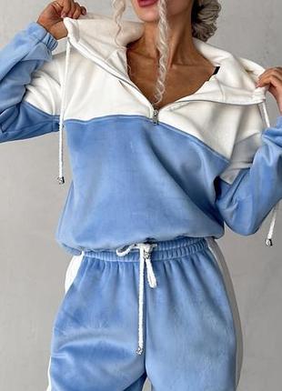 Жіночий велюровий костюм на флісі — теплий костюм з капюшоном xs/s, m/l