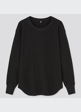 Базовый свободный вафельный женский лонгслив uniqlo
