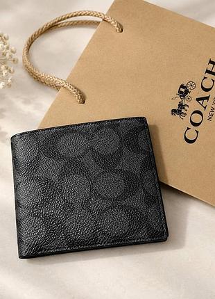Чоловічий гаманець coach з екошкіри (складний портмоне)