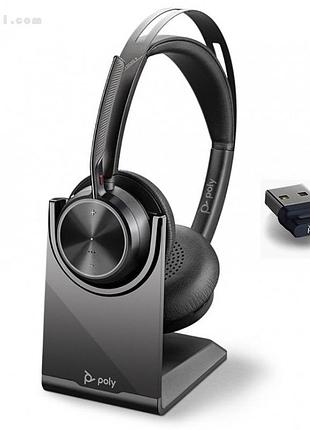 Bluetooth-гарнитура poly voyager focus 2 uc-a + charging stand (original 100%) by plantronics