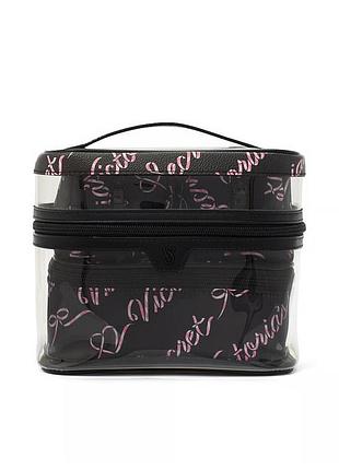 Косметичка жіноча victoria’s secret 4в1 чорна, прозора