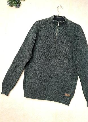 Британія светр чоловічий в'язаний сірий меланж у відтінках broken standard half zip (розмір l) демі зима
