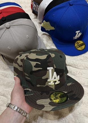 Кепка new era 59fifty la dodgers camo woodland, розмір 7 3/8