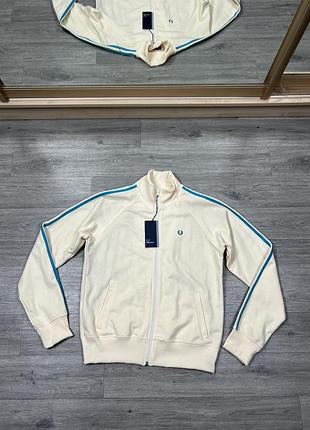 Олимпийка fred perry оригинал новая женская кофта спортивная мастерка на молнии кремовая молочная худи бомбер ветровка тректоп с лампасами лонгслив