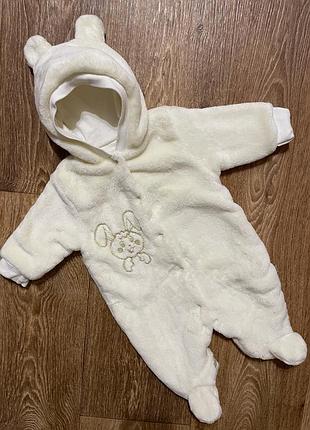 Теплий плюшевий комбінезон ромпер з вушками ведмедика k&c baby, розмір 56
