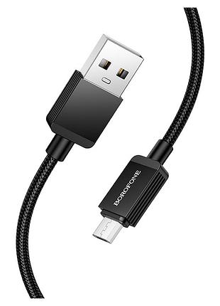 Кабель usb micro 2.4a 1м черный алюминий нейлон borofone bx120 placer