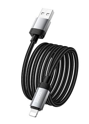 Кабель data cable hoco x117 lightning 2.4a 1м черный плетеный для зарядки