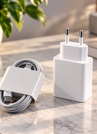 Зарядний пристрій adapter 9168 usb з кабелем type-c 33w white