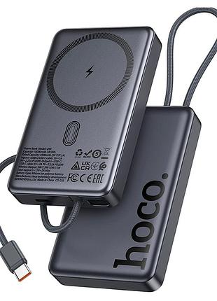 Power bank hoco q44 origen 10000mah pd20w с беспроводной зарядкой usb-c серый алюминий