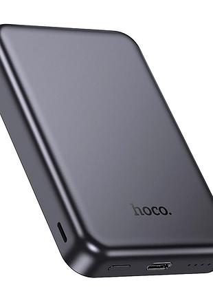 Power bank hoco j160 5000mah 2a usb-c беспроводная зарядка серый огнестойкий корпус