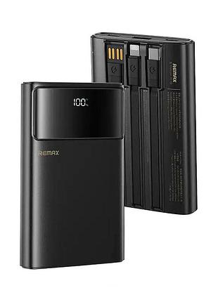 Power bank 10000mah 20w 22.5w с кабелем type-c lightning usb черный remax fc-03
