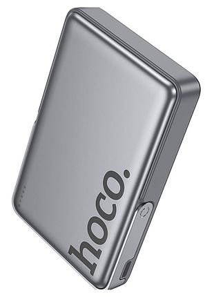Power bank hoco q36a sunlight 10000mah 20вт usb-c алюминиевый корпус беспроводная зарядка серый