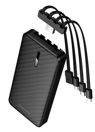 Power bank 10000mah 2a с кабелем type-c lightning usb micro черный borofone bj84