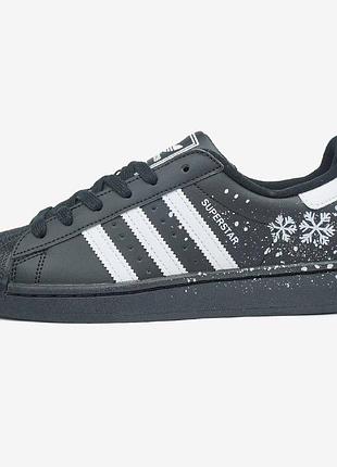Кросівки adidas superstar black snowflakes жіночі