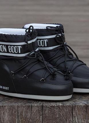 Дутики moon boot black white женские