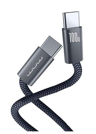 Кабель data cable type-c to type-c 100w 1.5м серый для зарядки wuw x216