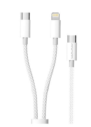 Кабель data cable wuw x223 2in1 type-c і lightning 120 см білий
