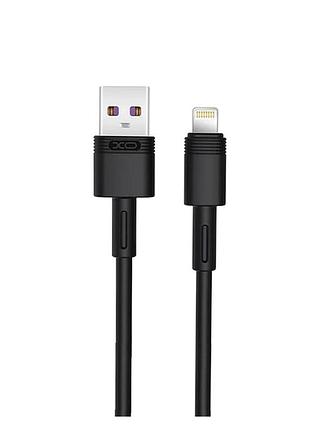 Кабель data cable lightning 1м 100а tpe чорний для заряджання та передавання даних модель xo nb-q166
