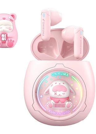 Беспроводные наушники onikuma t302 kuku-nini enc 10 мм 105 дб bluetooth розовые