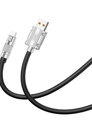 Кабель data xo nb227 micro 6a 1.2 м чорний силікон цинковий сплав для передавання даних