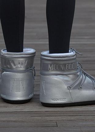 Дутики moon boot silver жіночі
