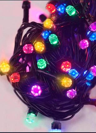 Гирлянда светодиодная новогодняя цветная 200 led 13 м рубин, гирлянда электрическая