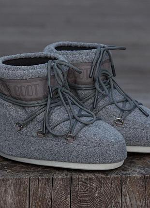 Дутики moon boot flet grey жіночі