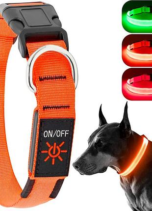 Світний водонепроникний led нашийник для собак koskill usb-ша m яскраво-жовтогарячий