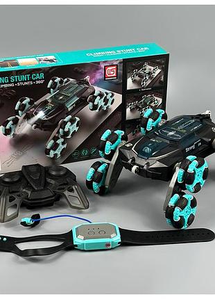 Машинка на радіокеруванні climbing stunt car cv-d700-2 20 см керування жестами розпилення води чорно-бірюзова