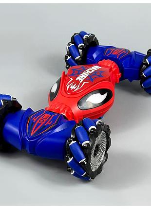 Машинка на радиоуправлении stunt car cv8818-108a.s 2в1 с управлением жестами 27см красно-синяя с светом и звуком