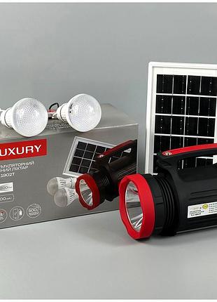 Ліхтар від сонячної батареї 5w 2 лампи power bank вбудований акумулятор чорний luxury 1902 t