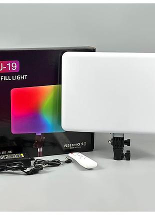 Прямокутна led-лампа rgb warm white 2700-6500 k з пультом mj-19 розмір 36х25,5 см колір чорний
