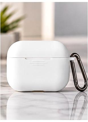 Силиконовый чехол с карабином для airpods 4 белый