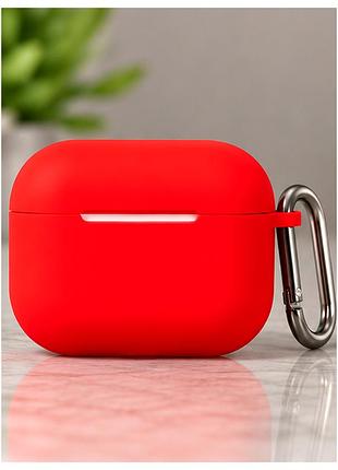 Силиконовый чехол с карабином для airpods 4 красный